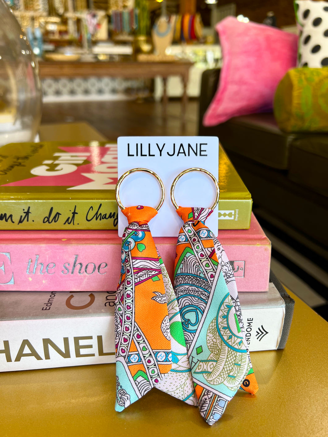 Scarf Dangle Earrings - Orange