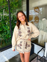 Load image into Gallery viewer, Weston Embroidered Wrap Mini Skirt  - Taupe
