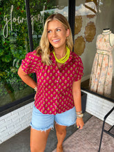 Load image into Gallery viewer, Briley Floral Patterned Button Up- Burgundy
