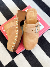 Load image into Gallery viewer, Fabiana Suede Studded Clogs- Brown
