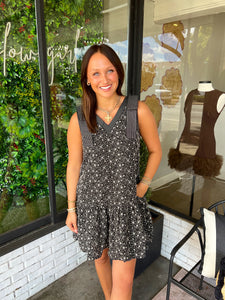 McCall Floral Embroidered Mini Dress - Black