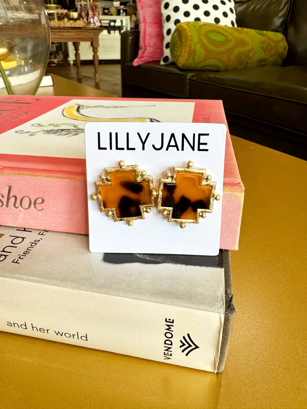 Gold Tortoise Cross Earrings