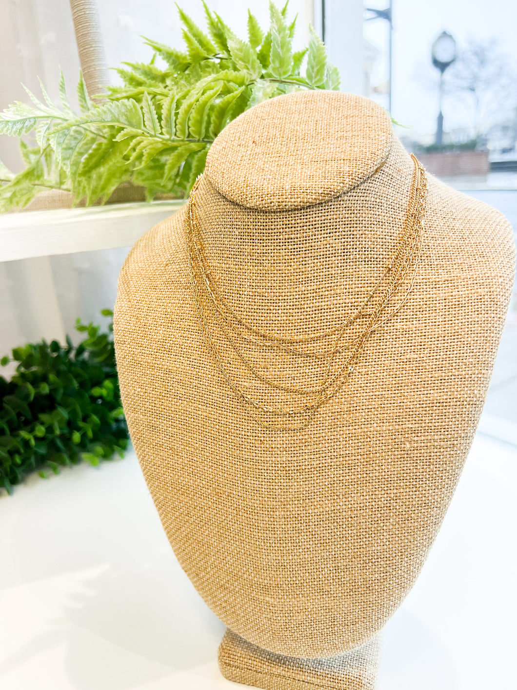 Gold 5 Row Chain Layered Necklace