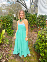 Load image into Gallery viewer, Kelsie Gingham Maxi Dress- Green/Blue
