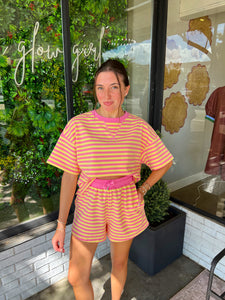 Shelley Striped Short Set -Pink/Yellow