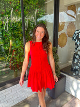 Load image into Gallery viewer, Trinity Poplin Low Waist Mini Dress- Red

