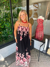 Load image into Gallery viewer, Darcy Floral Print Sleeveless Maxi Dress- Red/Black
