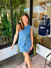 Load image into Gallery viewer, Kyle Denim Button Up Vest Skort Set- Denim
