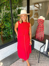 Load image into Gallery viewer, Taylor Sleeveless Denim Midi Skirt Set- Red
