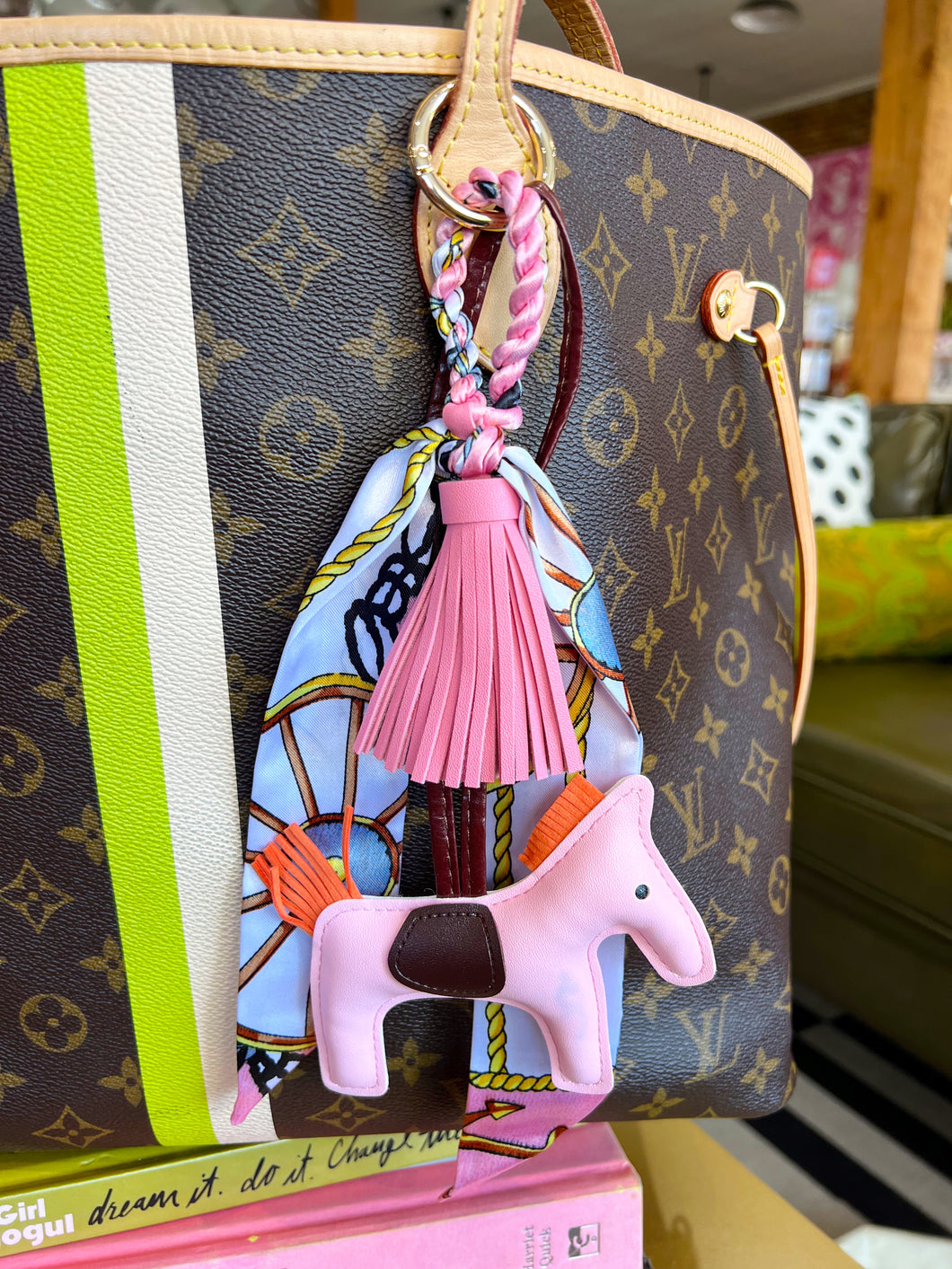 Horse Scarf Bag Charm -Light Pink