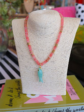 Load image into Gallery viewer, Rondelle Beaded Fish Pendant Necklace -Peach/Turquoise

