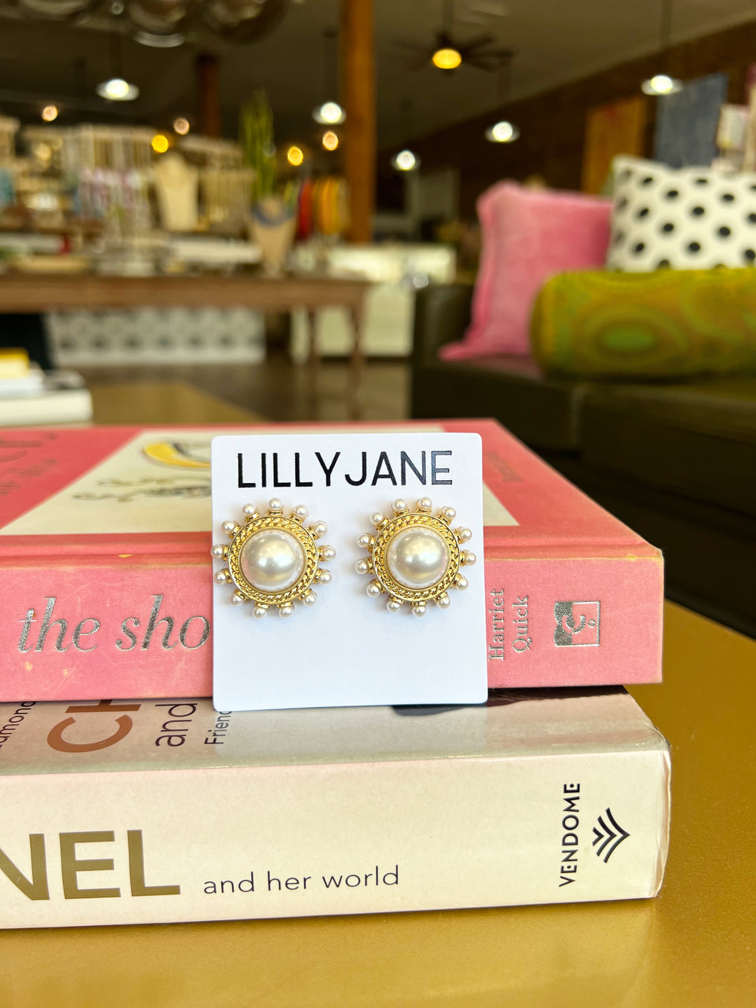 Gold Pearl Dotted Studs