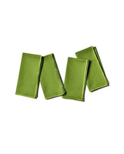 Load image into Gallery viewer, Color Block Linen Napkin Set of 4 - Olive Green
