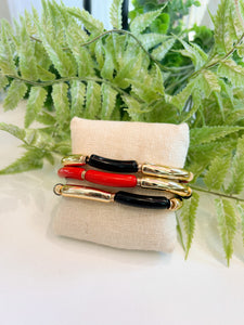 Red & Black Stretch Bracelet Set