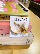 Load image into Gallery viewer, Gold Chunky Textured Cross Hoops
