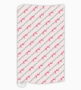 Holiday Green Red Bow Garland Wrapping Paper
