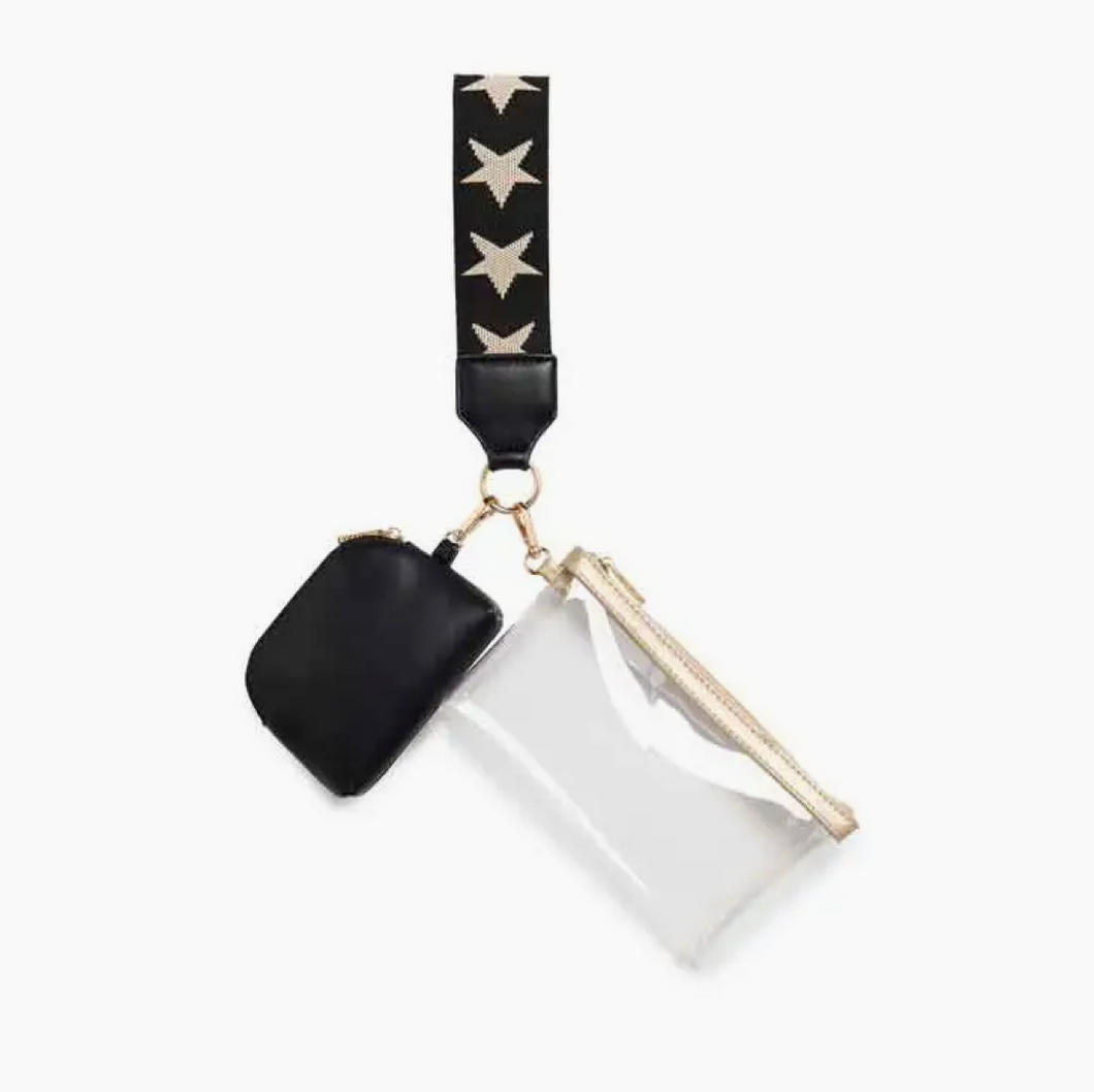 Taylor Clear Mini Star Wristlet - Black