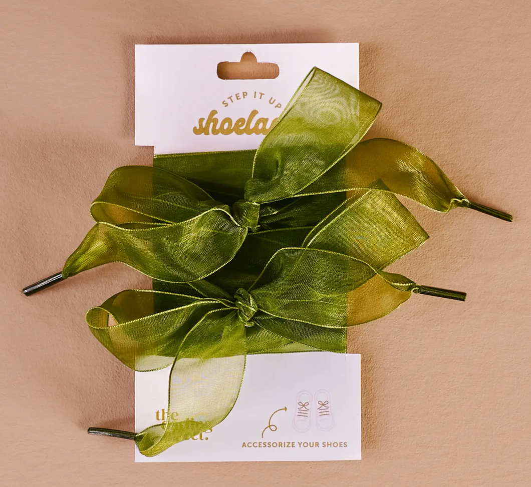 Ribbon Shoelaces - Olive Green