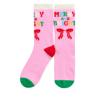 Load image into Gallery viewer, Merry &amp; Bright Socks- Pink
