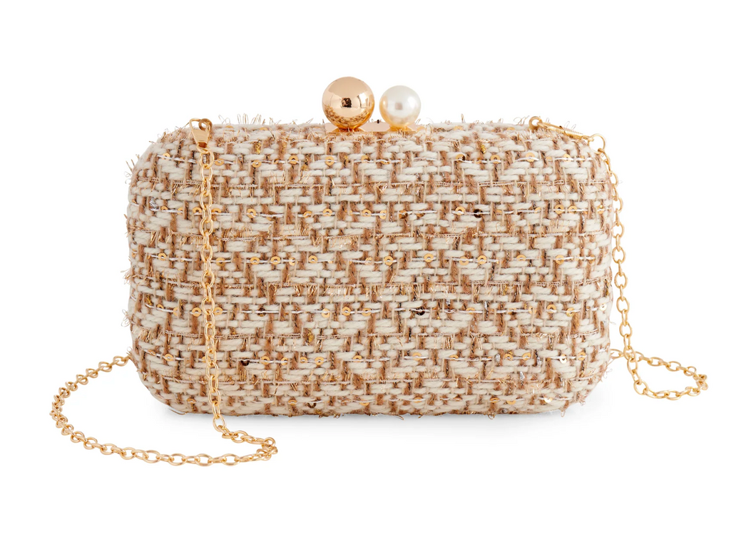 Mable Tweed Clutch - Gold