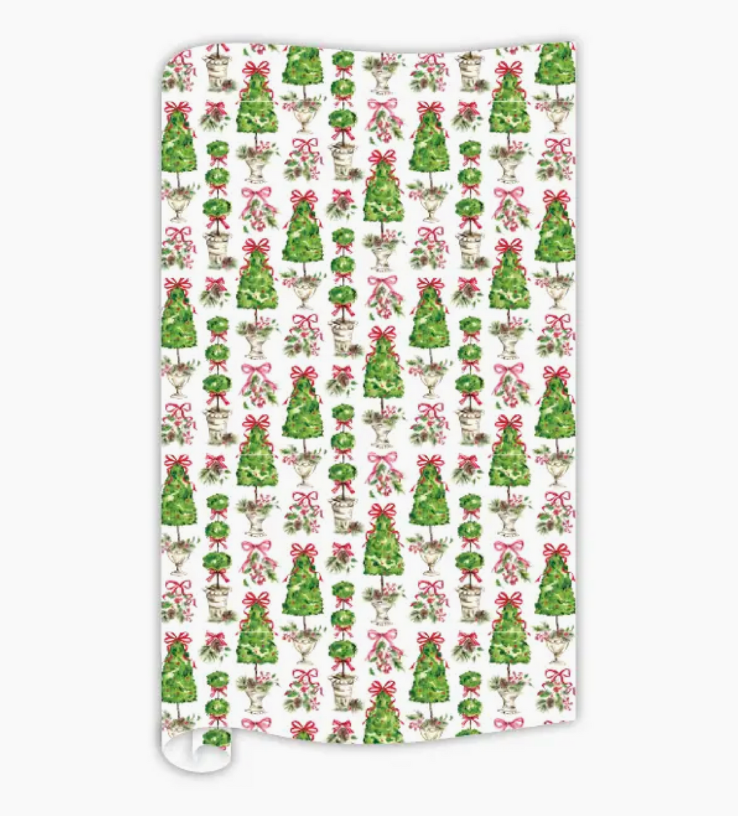 Christmas Topiary Red Bow Wrapping Paper - Rosanne Beck