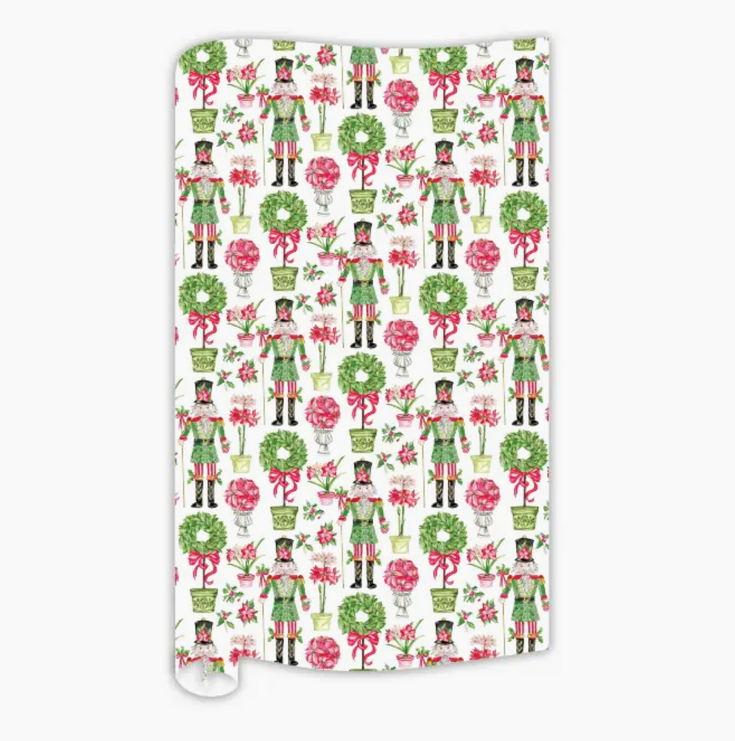 Poinsettia Nutcracker Wrapping Paper - Rosanne Beck