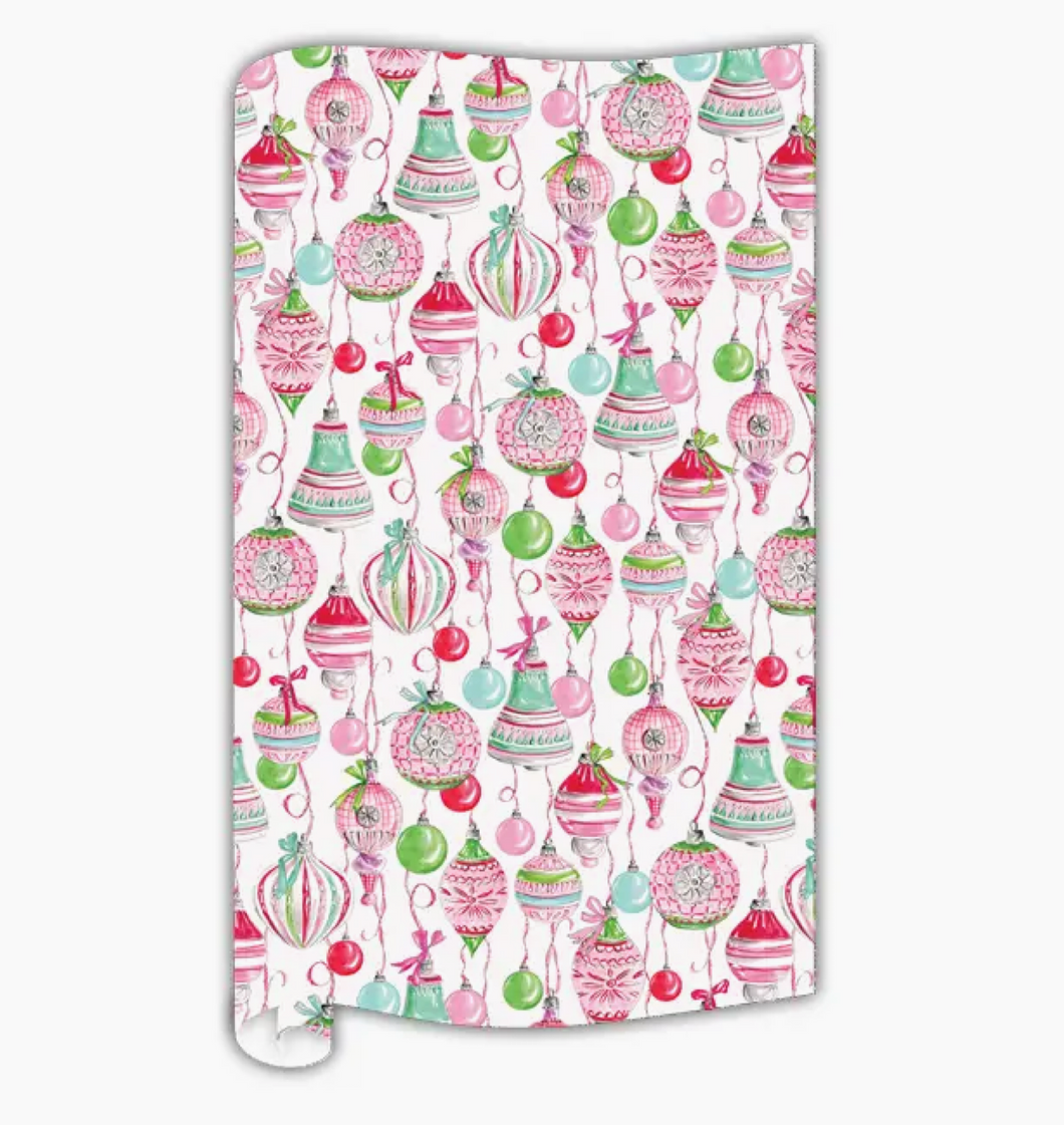 Pink & Green Vintage Ornaments Wrapping Paper - Rosanne Beck
