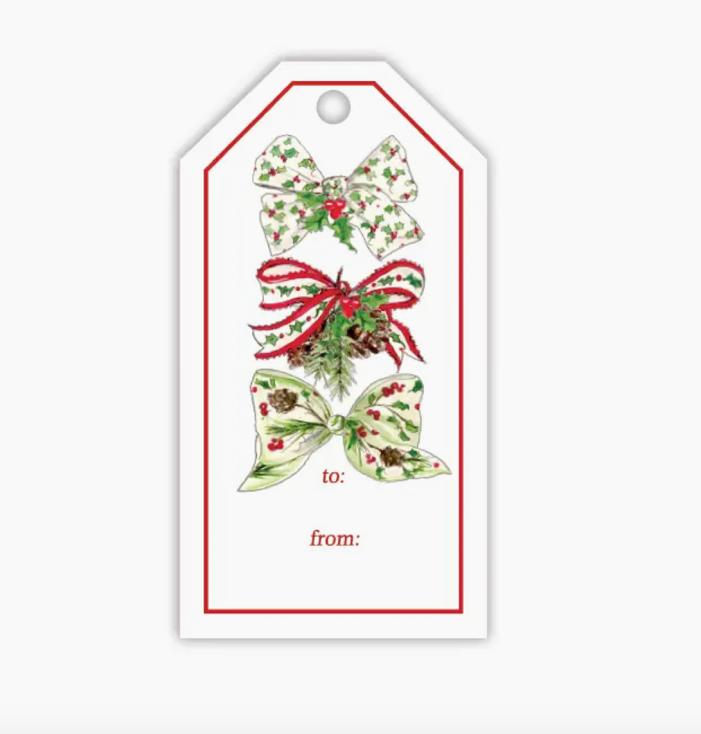 Red & Green Christmas Bows Gift Tags- Rosanne Beck