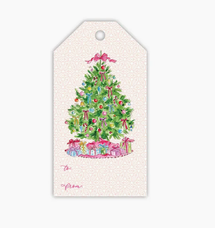 Pink Christmas Tree Gift Tags- Rosanne Beck