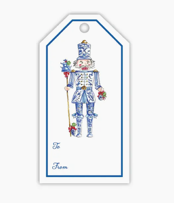 Blue Chinoiserie Nutcracker Gift Tags - Rosanne Beck