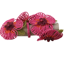 Load image into Gallery viewer, Floral Glass Beaded Napkin Rings - Set of 4
