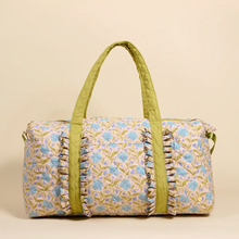 Load image into Gallery viewer, Quilted Weekender Tote Bag - Aqua Poppin' Petals
