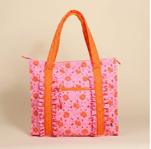 Load image into Gallery viewer, Quilted Tote Bag - Pink Poppin' Petals
