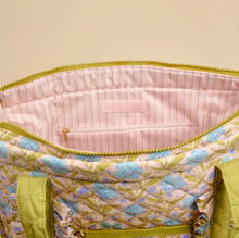 Load image into Gallery viewer, Quilted Tote Bag - Aqua Poppin' Petals
