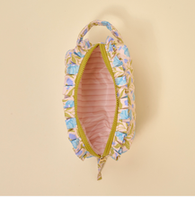 Load image into Gallery viewer, Everyday Quilted Cosmetic Pouch - Aqua Poppin' Petals
