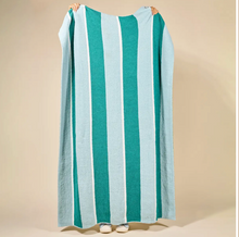 Load image into Gallery viewer, Cozy Luxe Blanket -Teal Sicily Stripes
