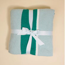 Load image into Gallery viewer, Cozy Luxe Blanket -Teal Sicily Stripes
