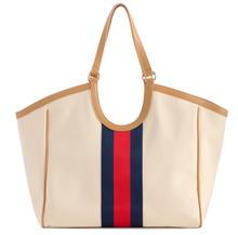 Load image into Gallery viewer, Scala Large Stripe Tote - Ivory
