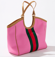 Load image into Gallery viewer, Scala Large Stripe Tote - Pink
