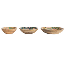 Load image into Gallery viewer, Floral Mango Wood Decorative Bowls
