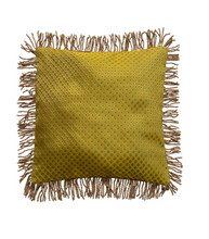 Load image into Gallery viewer, Jacquard Fringe Trim Square Pillow -Green
