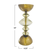 Load image into Gallery viewer, Metal &amp; Glass Candle Pillar Holder -Medium
