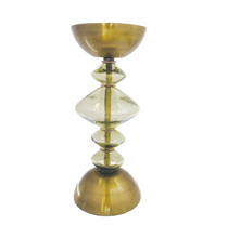 Load image into Gallery viewer, Metal &amp; Glass Candle Pillar Holder -Medium
