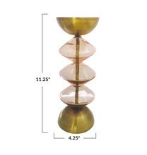 Load image into Gallery viewer, Metal &amp; Glass Candle Pillar Holder - Large
