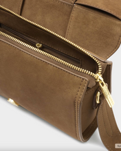 Load image into Gallery viewer, Taya Woven Suede Crossbody Bag- Caramel
