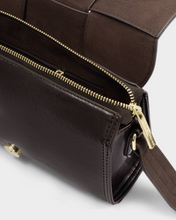 Load image into Gallery viewer, Taya Woven Suede Crossbody Bag- Chocolate

