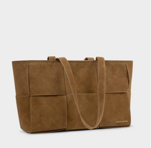 Load image into Gallery viewer, Taya Woven Suede Tote Bag- Caramel
