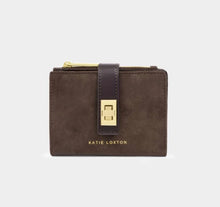 Load image into Gallery viewer, Orin Suede Twist Lock Wallet - Chocolate
