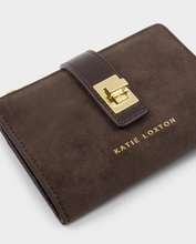 Load image into Gallery viewer, Orin Suede Twist Lock Wallet - Chocolate
