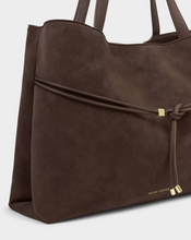 Load image into Gallery viewer, Lori Suede Belted Tote Bag- Chocolate
